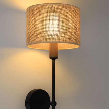 Vägglampa MADELA 1xE14/40W/230V jute/svart