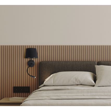 Vägglampa  MAJA 1xE27/15W/230V + 1xGU10/10W/230V svart 