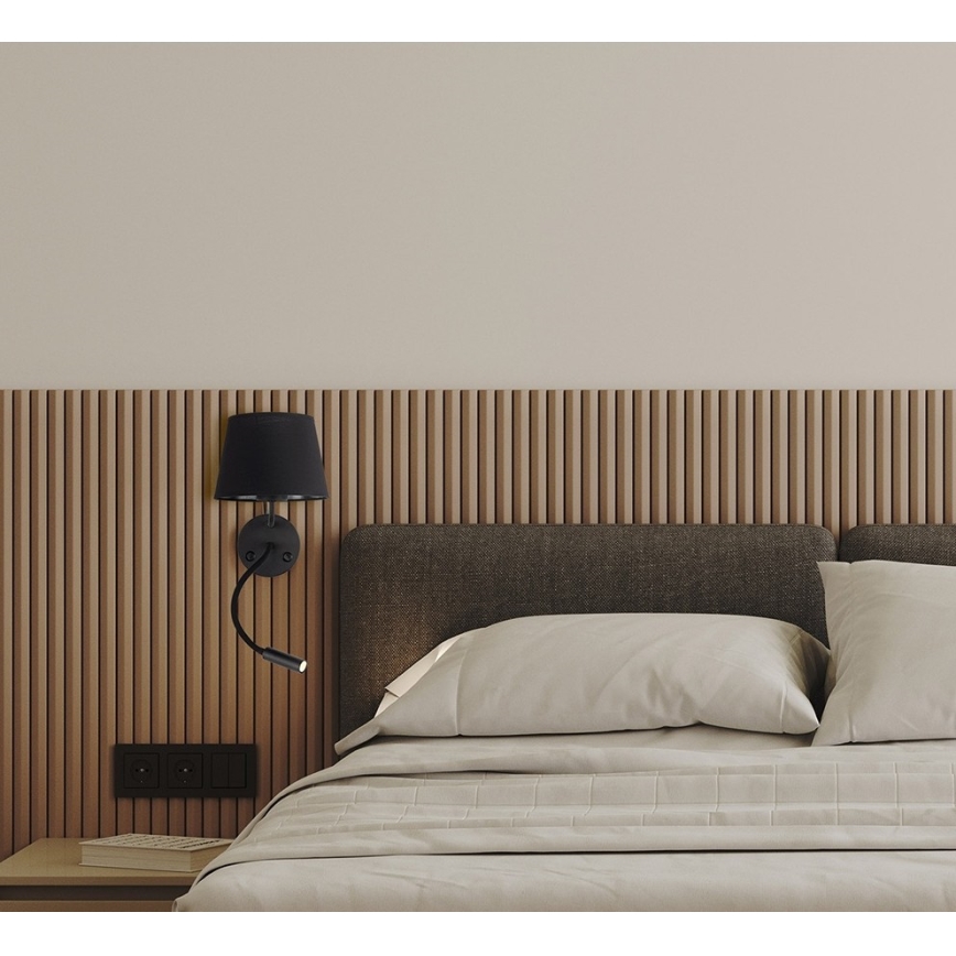 Vägglampa  MAJA 1xE27/15W/230V + 1xGU10/10W/230V svart 