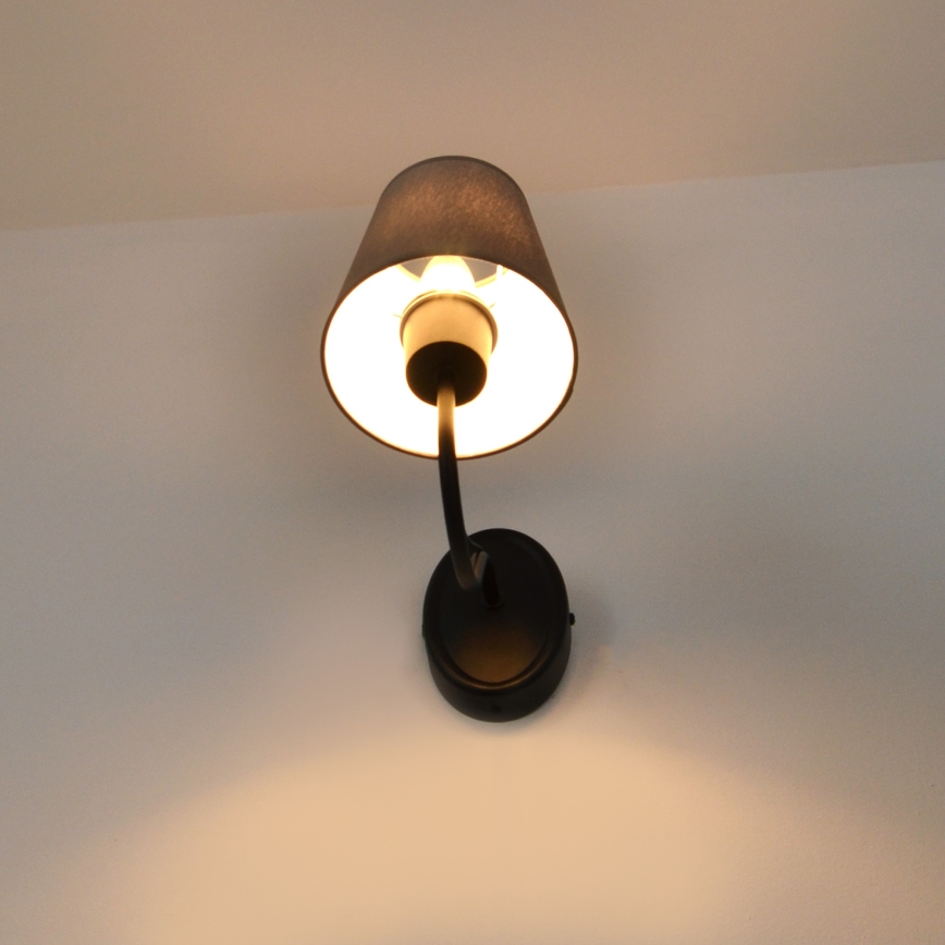Vägglampa MALBO 1xE27/15W/230V grå/svart