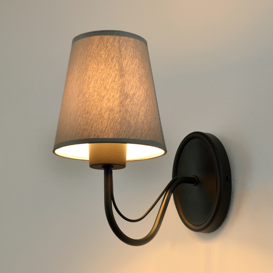 Vägglampa MALBO 1xE27/15W/230V grå/svart