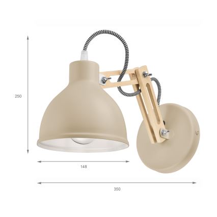 Vägglampa MARCELLO 1xE27/15W/230V beige