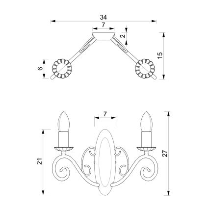 Vägglampa MAURO 2xE14/60W/230V
