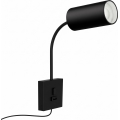 Vägglampa med USB PUNTO 1xGU10/9W/230V svart