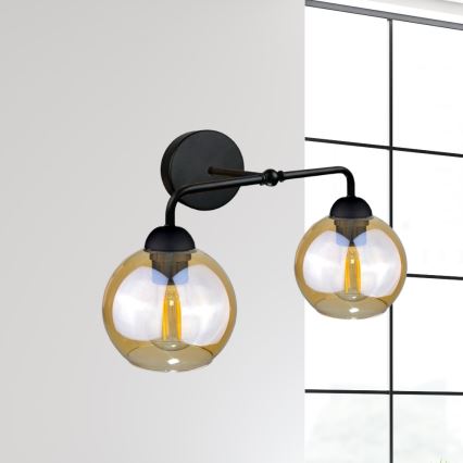 Vägglampa MELLE BLACK 2xE27/60W/230V