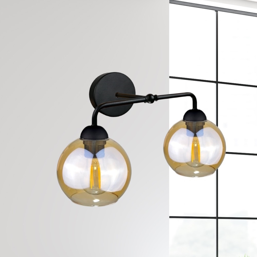 Vägglampa MELLE BLACK 2xE27/60W/230V