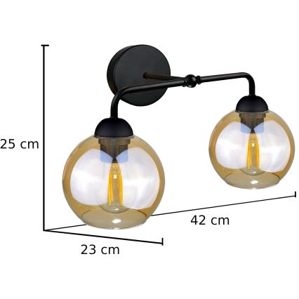 Vägglampa MELLE BLACK 2xE27/60W/230V