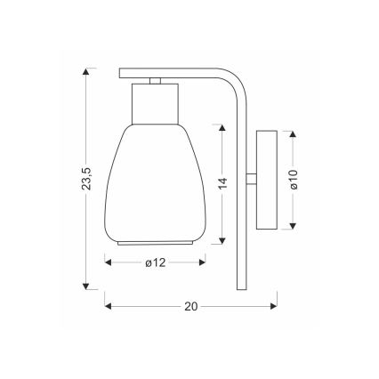 Vägglampa MOLDO 1xE27/40W/230V svart/genomskinlig