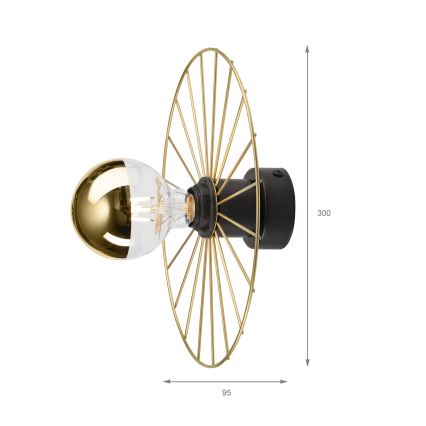 Vägglampa MONTANA 1xE27/15W/230V diameter 30 cm guld