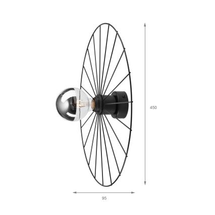 Vägglampa MONTANA 1xE27/15W/230V diameter 45 cm svart