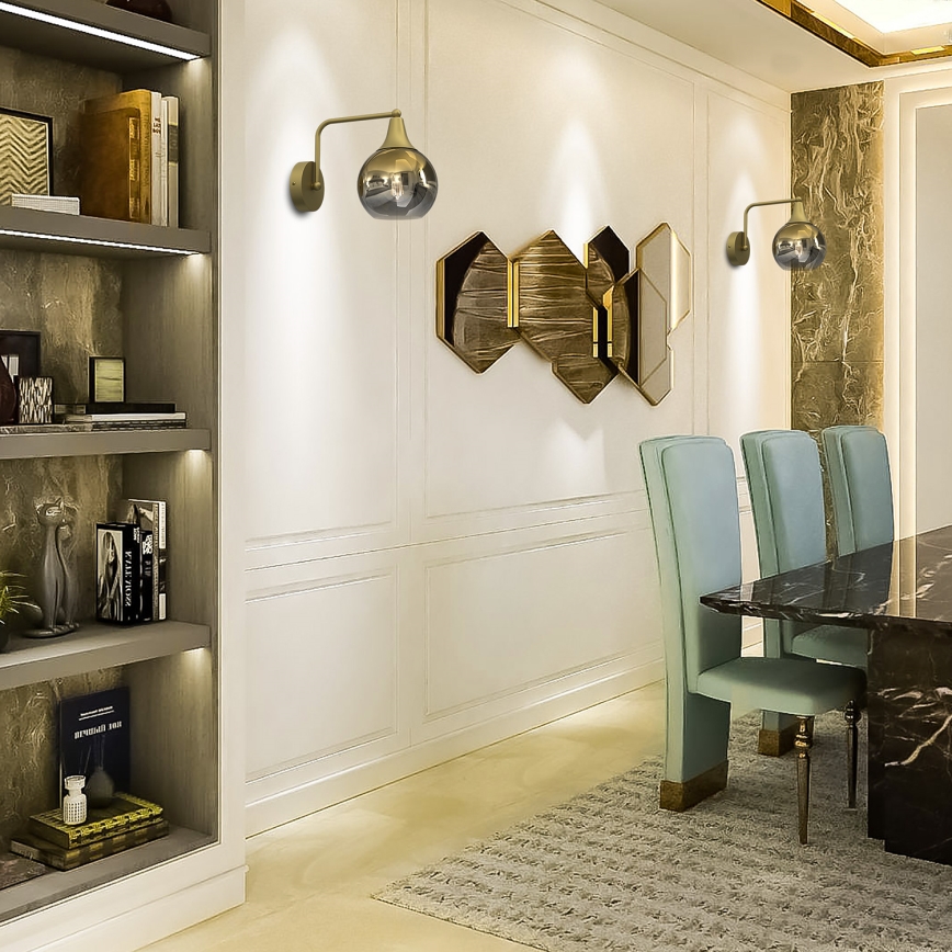 Vägglampa MONTE 1xE27/60W/230V gyllene