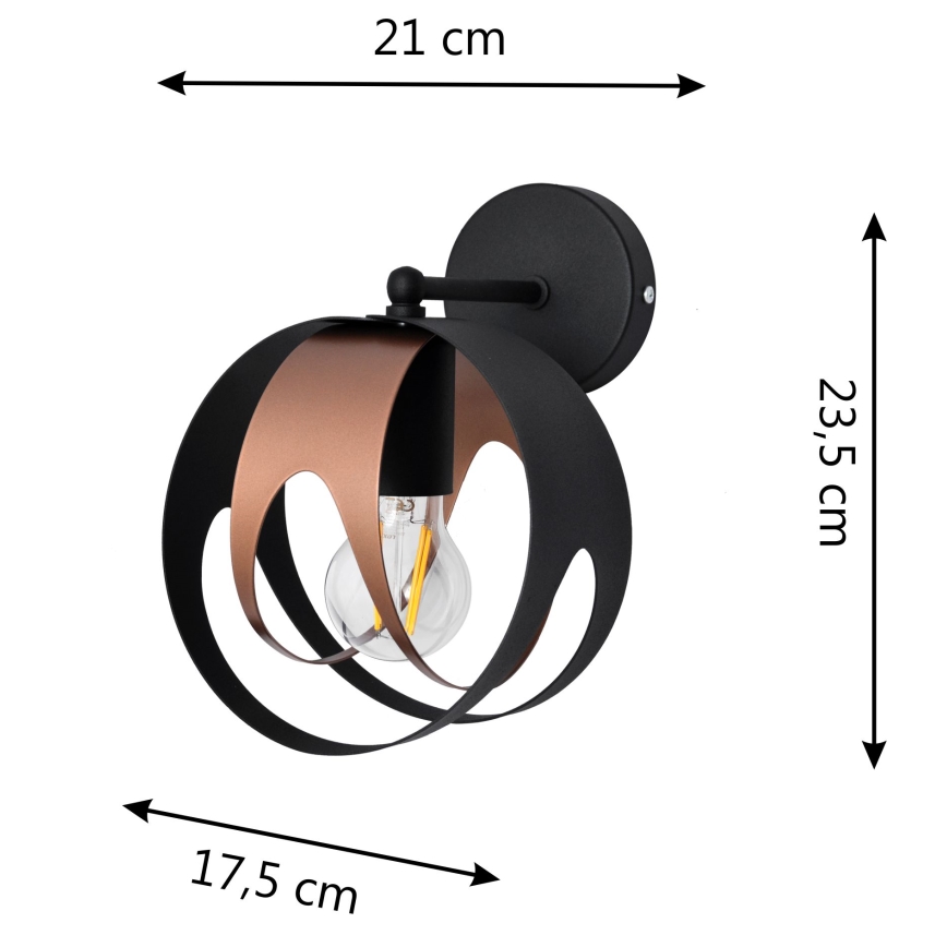 Vägglampa MOONLIGHT 1xE27/15W/230V svart/koppar