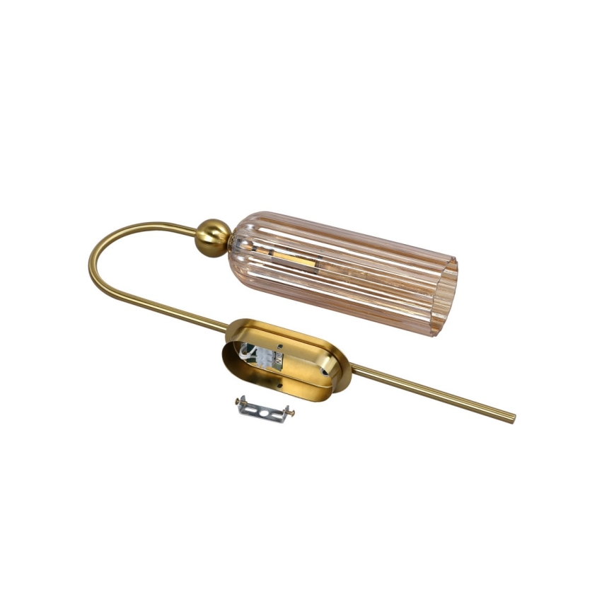 Vägglampa PIEGA 1xE14/40W/230V mässing/rökbeige