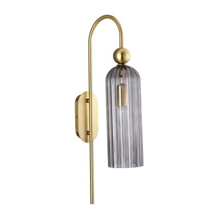 Vägglampa PIEGA 1xE14/40W/230V mässing/röksvart