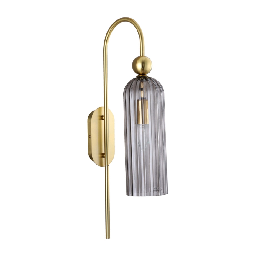 Vägglampa PIEGA 1xE14/40W/230V mässing/röksvart