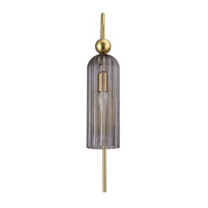 Vägglampa PIEGA 1xE14/40W/230V mässing/röksvart