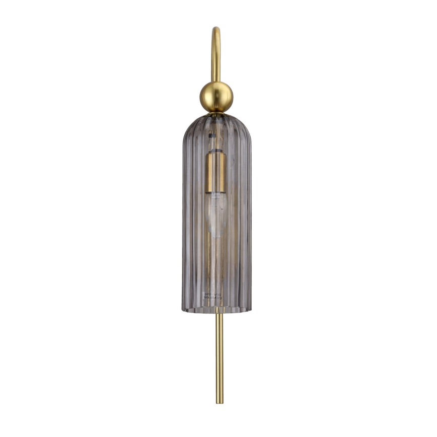 Vägglampa PIEGA 1xE14/40W/230V mässing/röksvart
