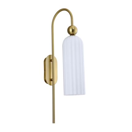 Vägglampa PIEGA 1xE14/40W/230V mässing/vit