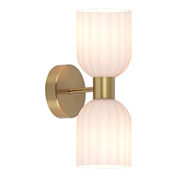 Vägglampa PIEGA 2xE14/10W/230V mässing/vit