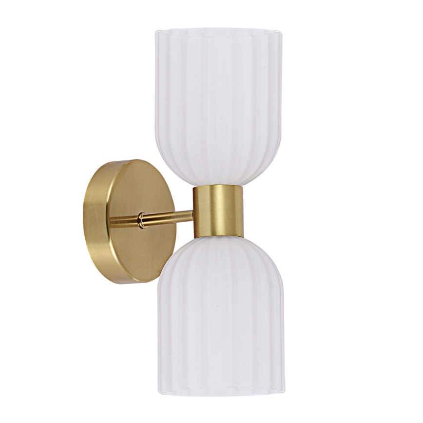 Vägglampa PIEGA 2xE14/10W/230V mässing/vit