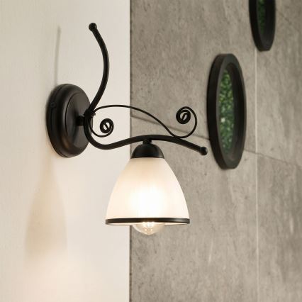 Vägglampa RETRO 1xE27/60W/230V svart/vit