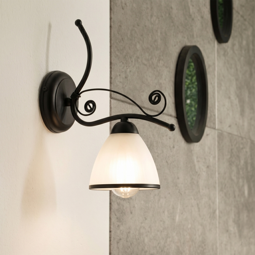 Vägglampa RETRO 1xE27/60W/230V svart/vit