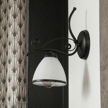 Vägglampa RETRO 1xE27/60W/230V svart/vit