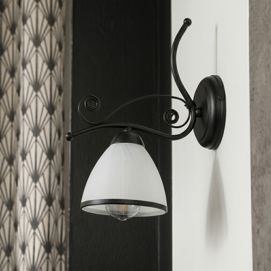 Vägglampa RETRO 1xE27/60W/230V svart/vit