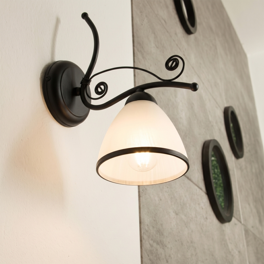 Vägglampa RETRO 1xE27/60W/230V svart/vit