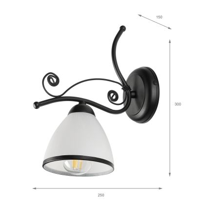 Vägglampa RETRO 1xE27/60W/230V svart/vit
