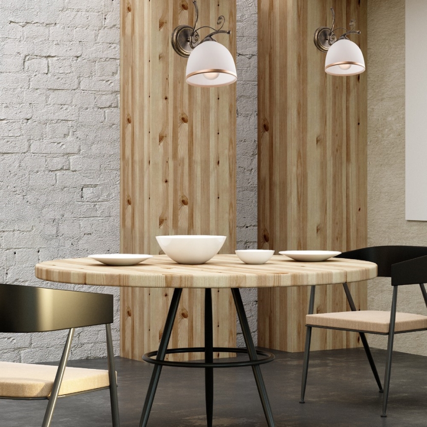 Vägglampa RETRO II 1xE27/60W/230V guld patina