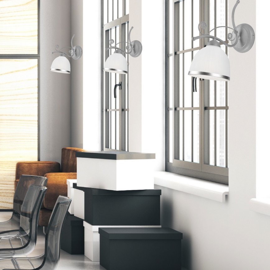 Vägglampa RETRO II 1xE27/60W/230V silver