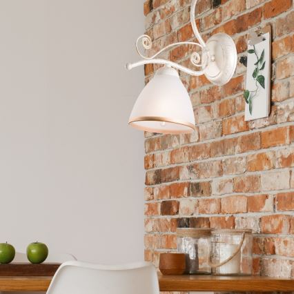 Vägglampa RETRO II 1xE27/60W/230V vit patina