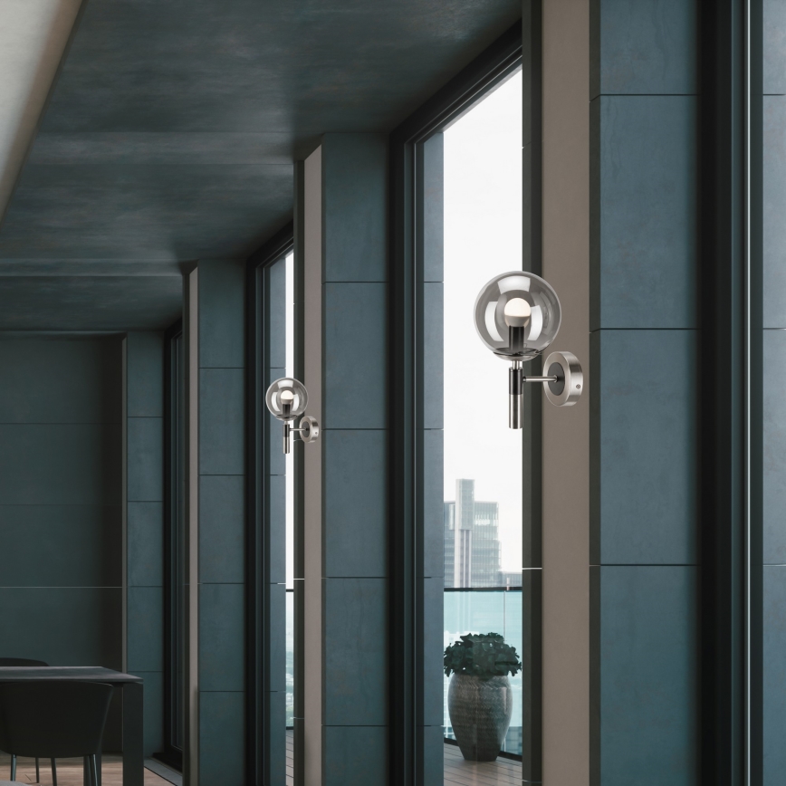 Vägglampa ROLLO 1xE14/5W/230V matt krom/rökig