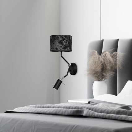 Vägglampa SATINO 1xE27/40W/230V + 1xGU10/MR11/7W svart/grå