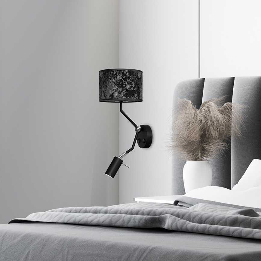 Vägglampa SATINO 1xE27/40W/230V + 1xGU10/MR11/7W svart/grå