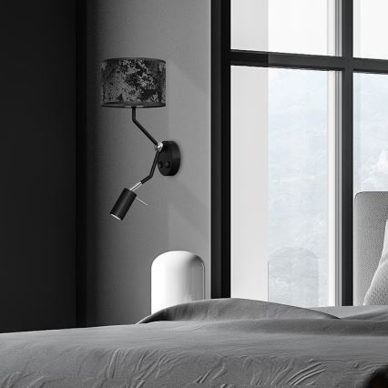 Vägglampa SATINO 1xE27/40W/230V + 1xGU10/MR11/7W svart/grå