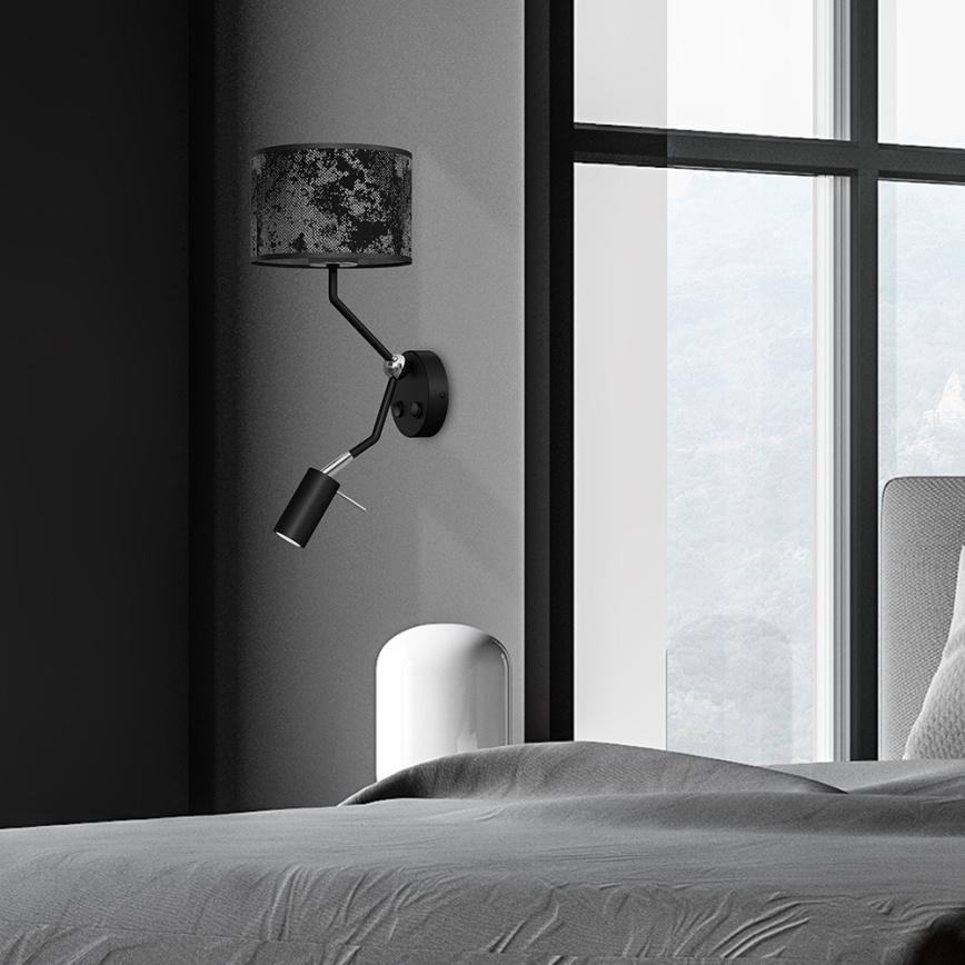 Vägglampa SATINO 1xE27/40W/230V + 1xGU10/MR11/7W svart/grå
