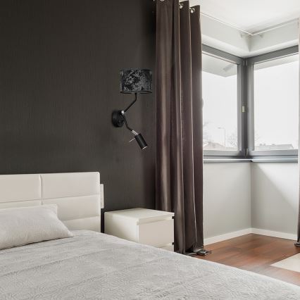 Vägglampa SATINO 1xE27/40W/230V + 1xGU10/MR11/7W svart/grå