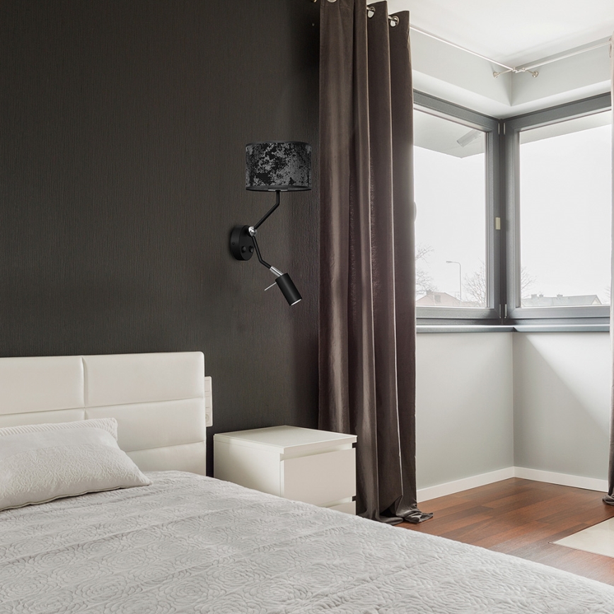 Vägglampa SATINO 1xE27/40W/230V + 1xGU10/MR11/7W svart/grå