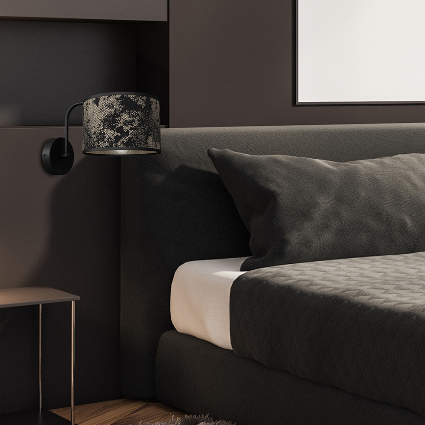 Vägglampa  SATINO 1xE27/60W/230V svart /gyllene 