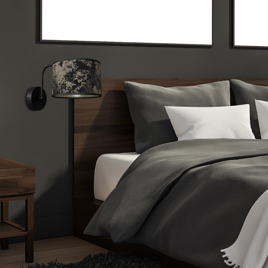 Vägglampa  SATINO 1xE27/60W/230V svart /gyllene 