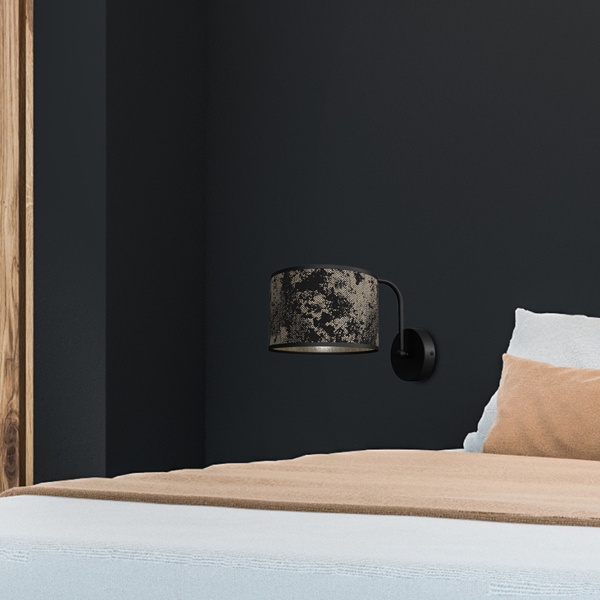 Vägglampa  SATINO 1xE27/60W/230V svart /gyllene 