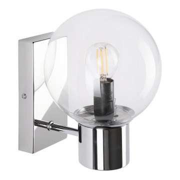 Vägglampa SFERIO 1xE14/5W/230V, blank krom/klart glas