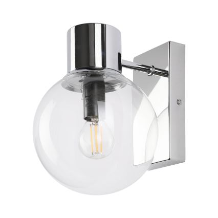 Vägglampa SFERIO 1xE14/5W/230V, blank krom/klart glas