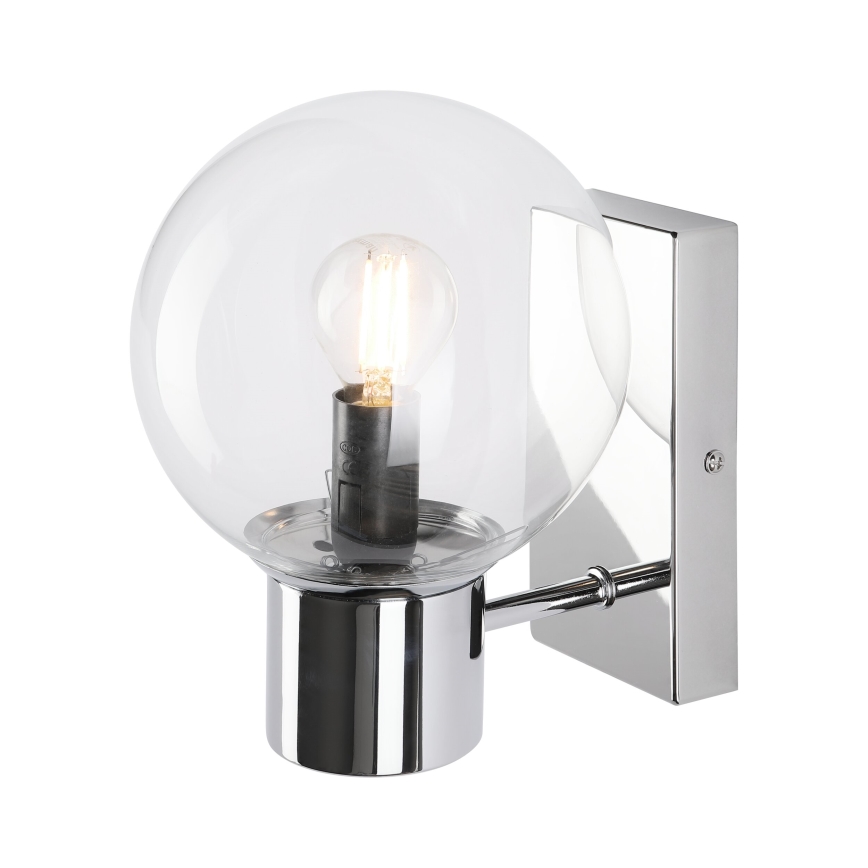 Vägglampa SFERIO 1xE14/5W/230V, blank krom/klart glas