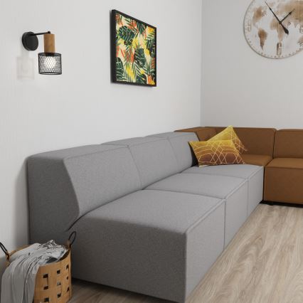 Vägglampa SOBRESA 1xE27/60W/230V svart/trä