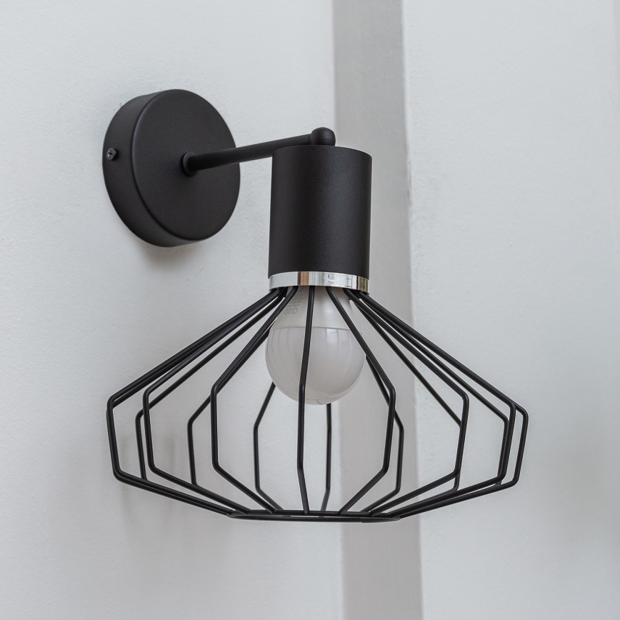 Vägglampa SOLANO 1xE27/15W/230V svart/blank krom