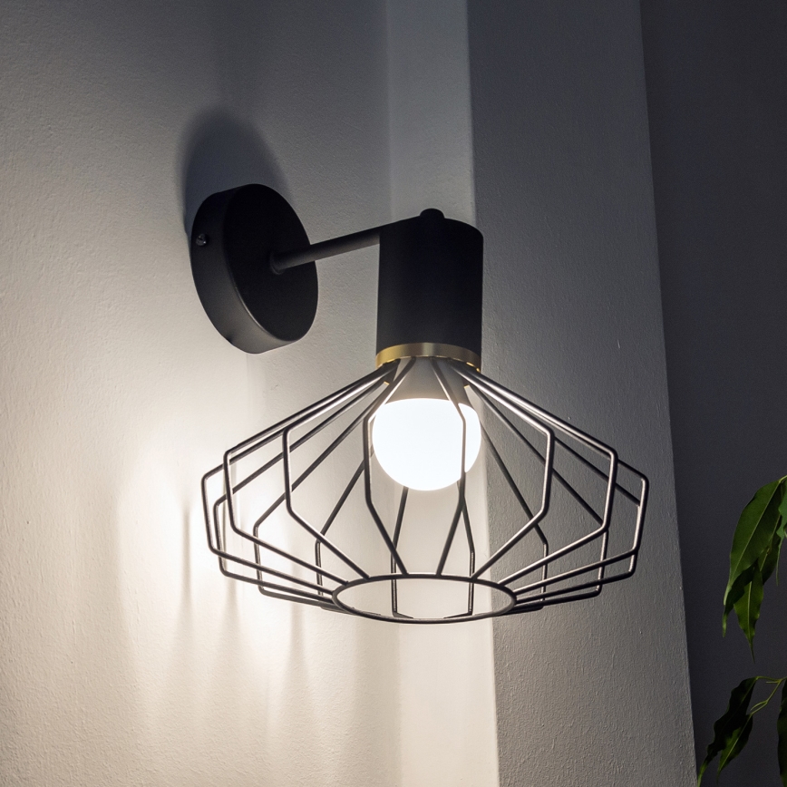 Vägglampa SOLANO 1xE27/15W/230V svart/guld