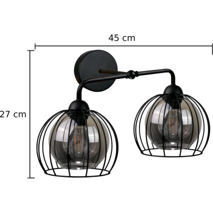 Vägglampa SOLO BLACK 2xE27/60W/230V
